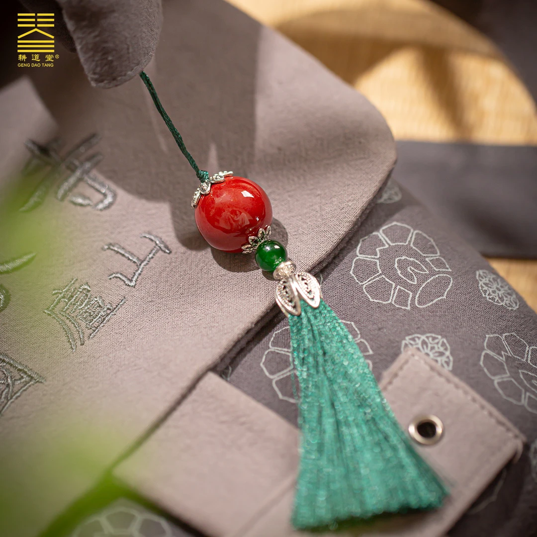 耕道堂霁红釉陶瓷-小挂件可备注颜色创意茶道精美包包汉服配饰