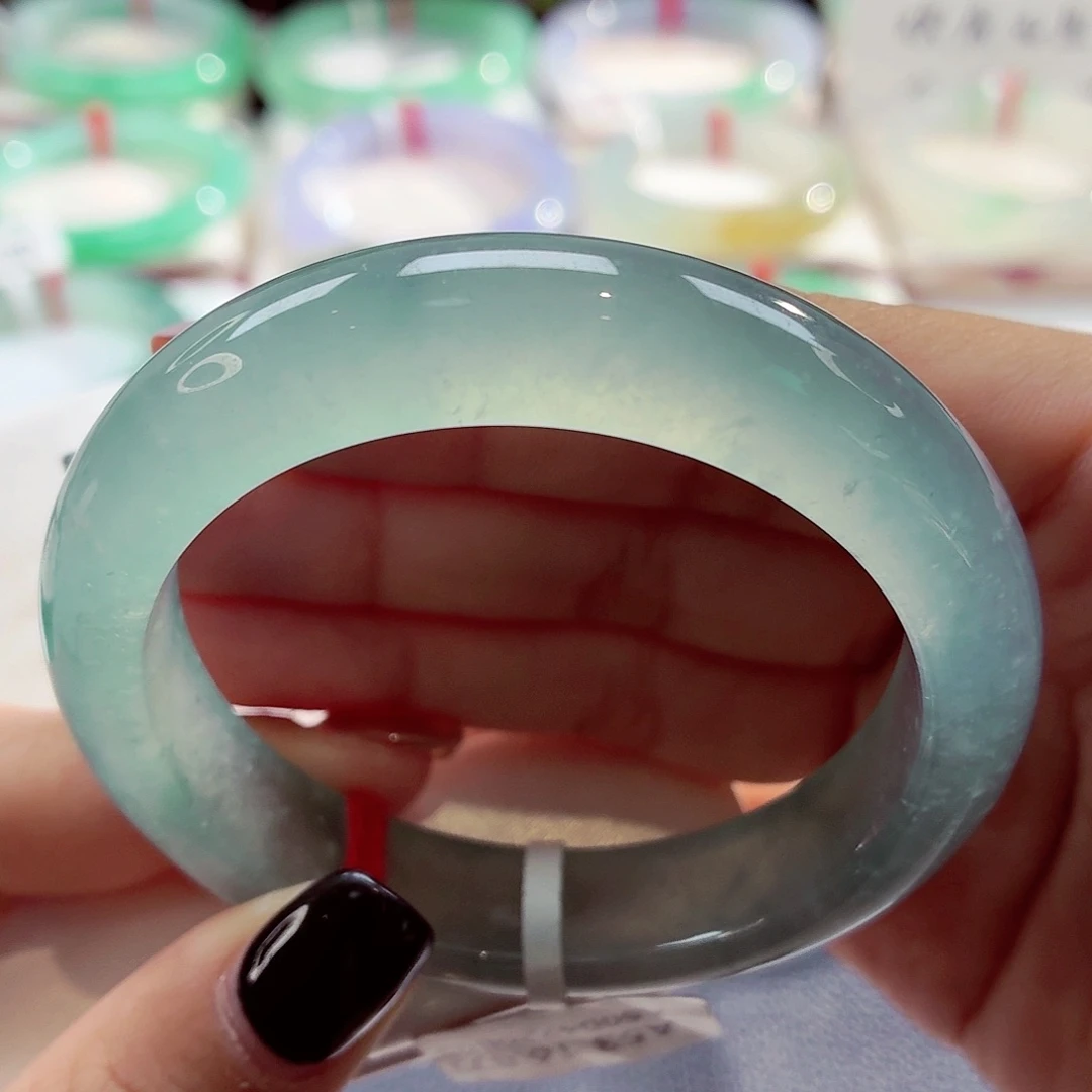 翡翠未镶嵌手镯提夫尼蓝蓝钢68-44