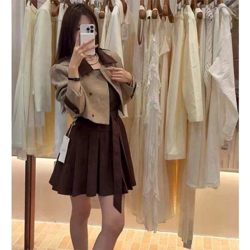 【纯纯】【两件套】【有里布】【送腰带】千金贵系小短外套+连衣裙LJ0056
