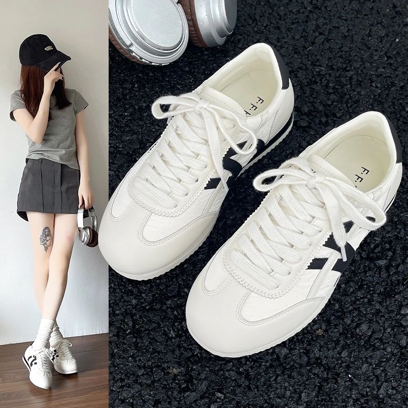 阿甘鞋女鞋子2025新款休闲运动小白鞋百搭平底板鞋爆款春夏德训鞋