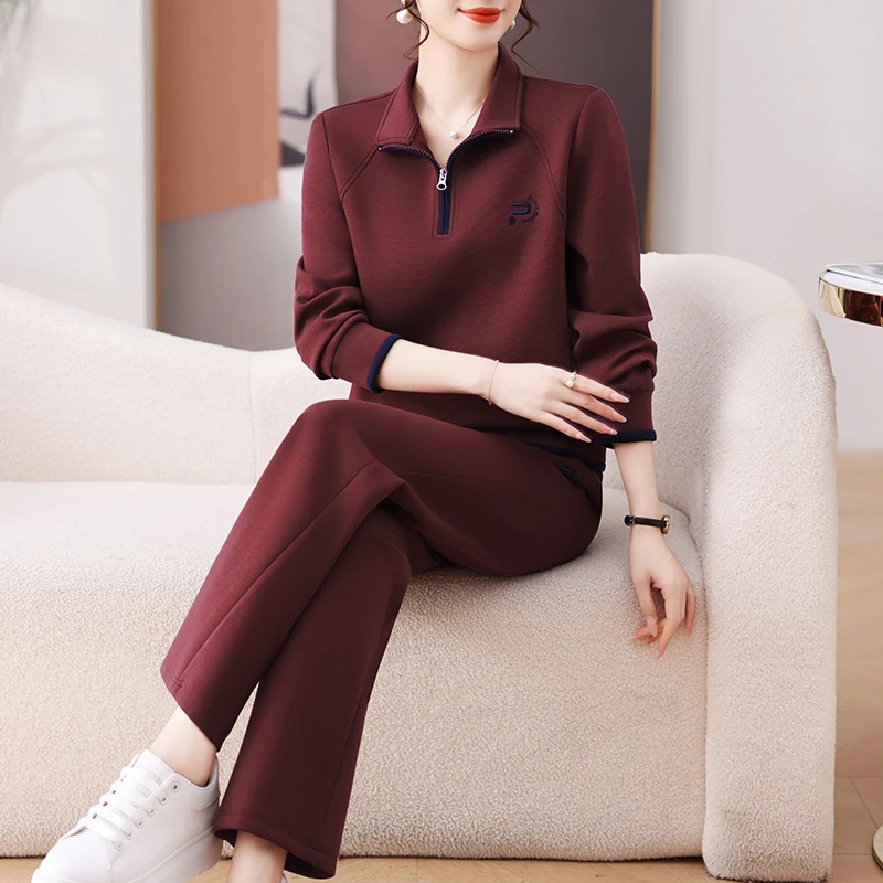 中年妈妈春装休闲运动服套装女2025新款中老年春秋长袖卫衣两件套