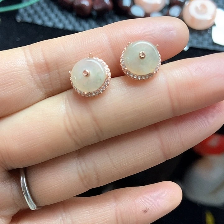 石英质玉耳环银S925镶嵌焦**茶