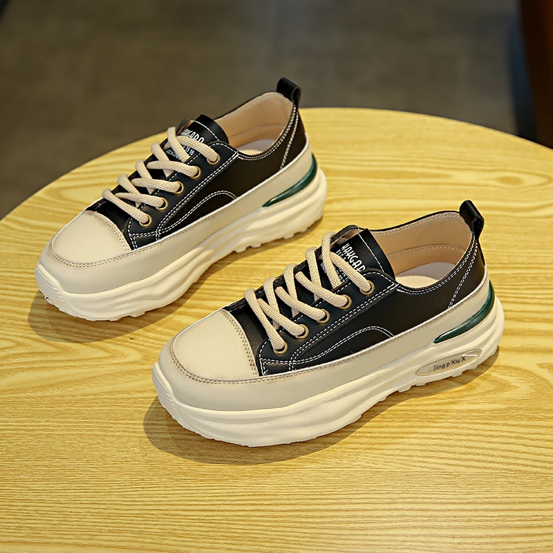 真皮小白鞋女2025春秋新款女鞋百搭厚底板鞋休闲鞋运动鞋溶解鞋子