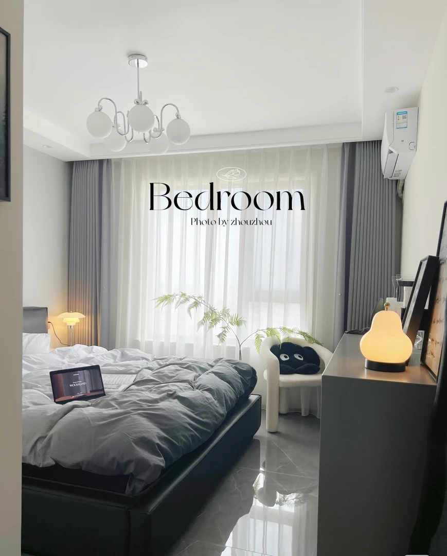 3.2高雪尼尔高级灰遮光加厚轻奢客厅卧室+刺绣法式香颂毛球花边