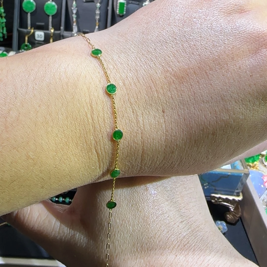 翡翠18K金镶嵌颈饰手链