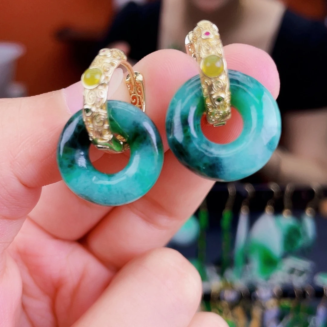 翡翠未镶嵌耳饰饰品