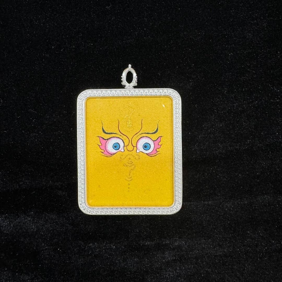 【青牧堂八大主尊·黄财吊坠】黄财神青海热贡纯手工绘制唐卡挂绳