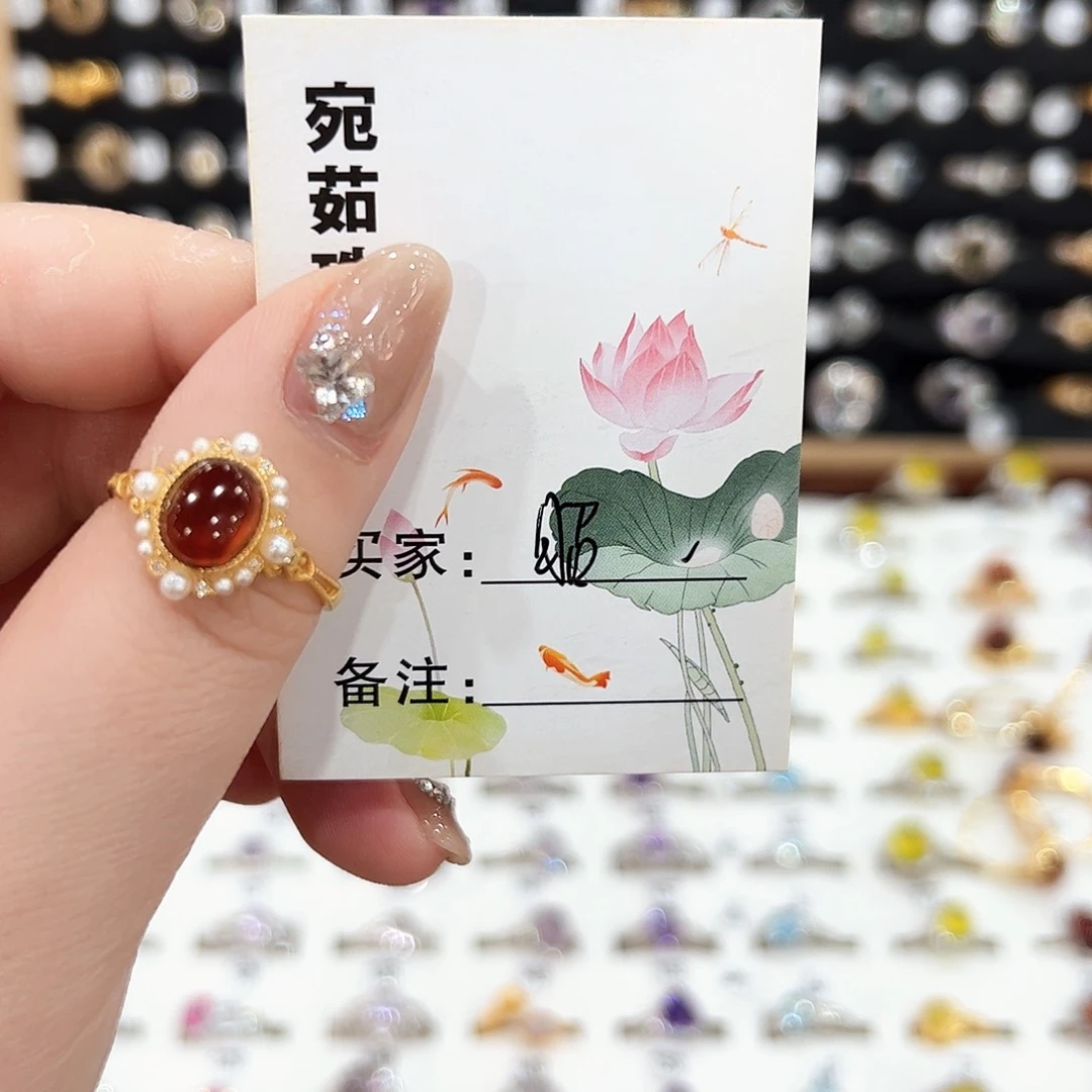 石榴石戒指银S925镶嵌昭**桉戒指
