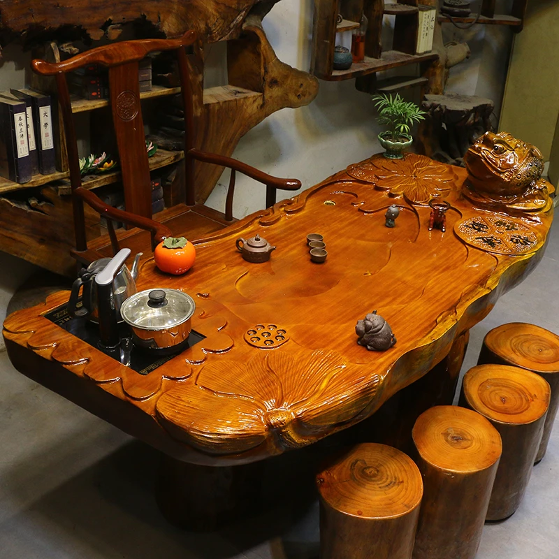 根雕茶台整体树根茶桌椅组合茶几家具木雕树桩MH10270
