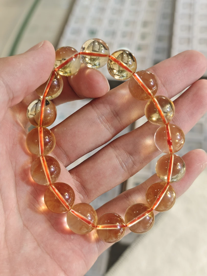 全净体天然巴西暴力黄水晶13mm+