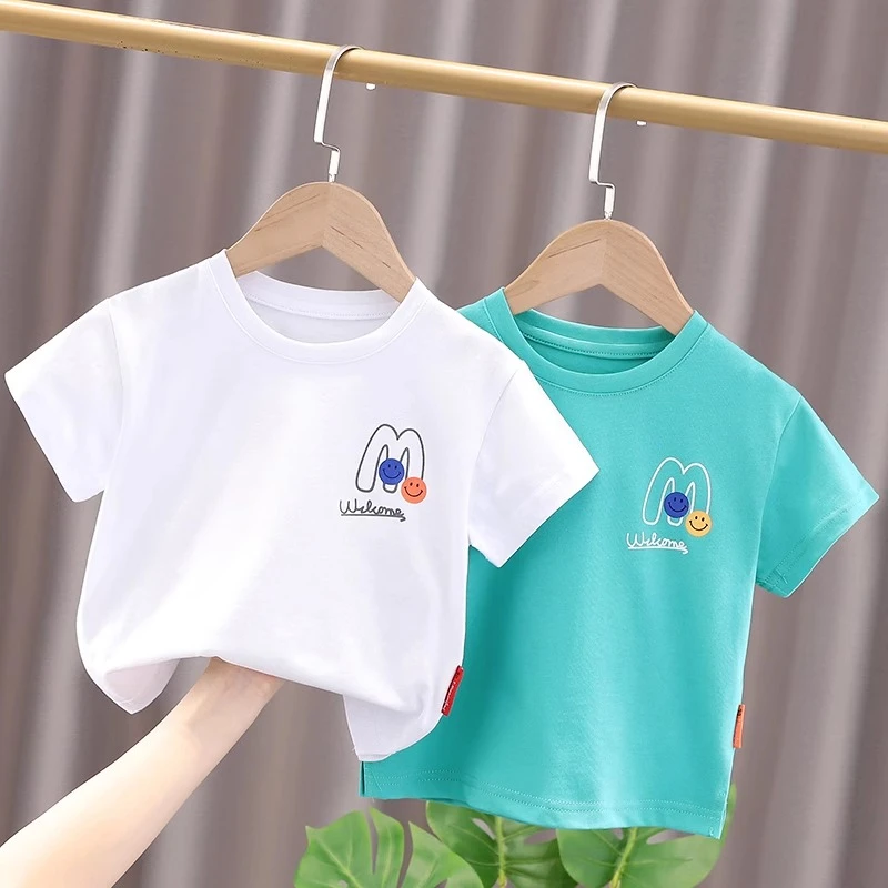 儿童短袖T恤2025夏装新款宝宝潮牌上衣小童半袖男童女童圆领上衣