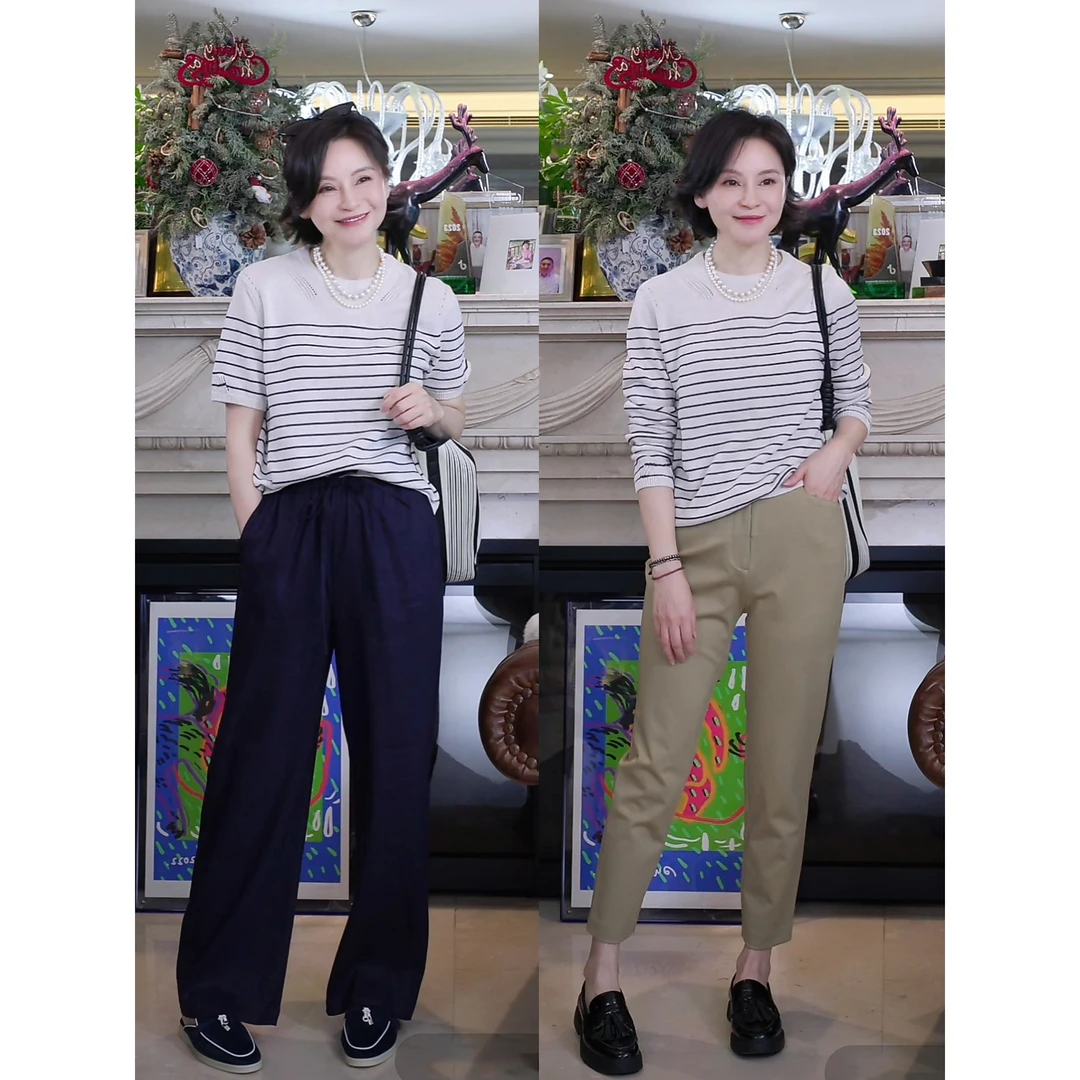 我是摩羯 条纹海魂衫 48支upw亚麻棉镂空圆领经典条纹春夏针织衫