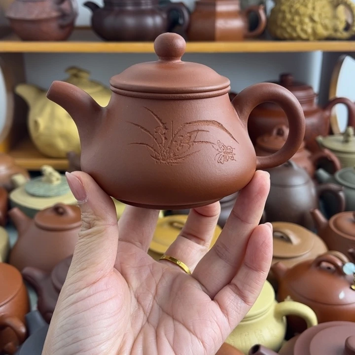 紫砂茶壶150cc红泥半手微瑕