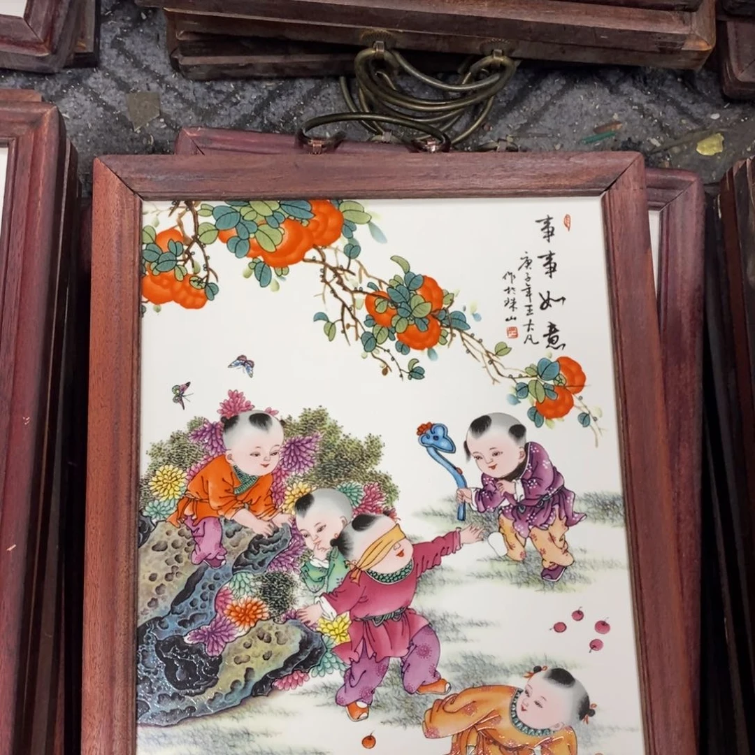 瓷片37*28厘米景德镇瓷板画柴窑烧制