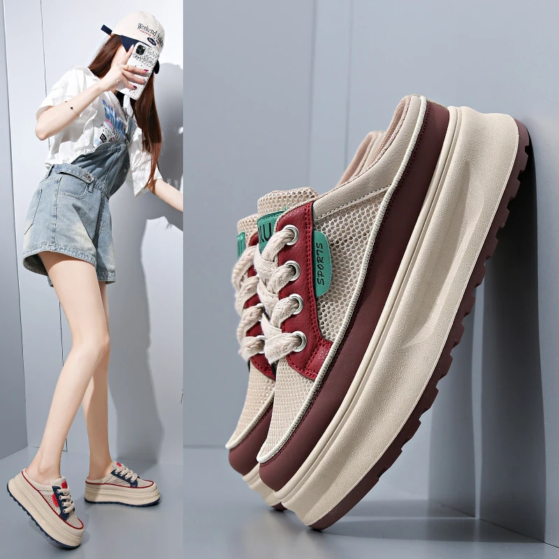 2025夏季新款一蹬凉鞋女外穿ins潮厚底凉拖休闲沙滩鞋女XW520