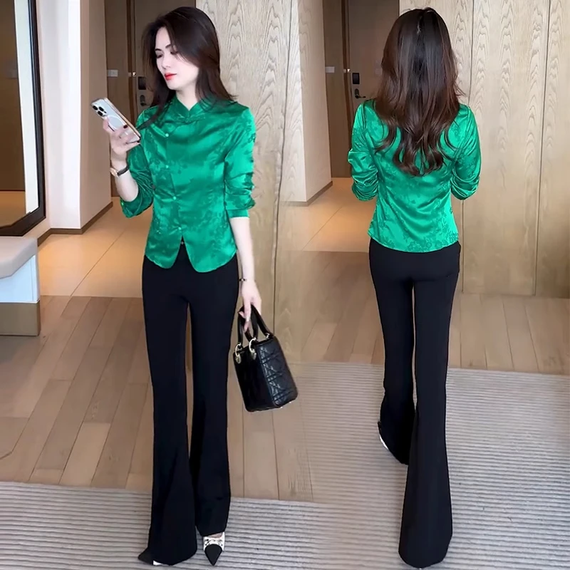 新中式国风盘扣衬衫女2025春季新款显瘦气质时尚复古小衫洋气上衣