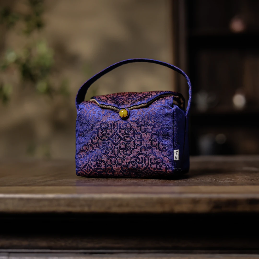 【纳兰】<连环如意>蓝紫色织锦一壶两杯（慢蓝S0492）