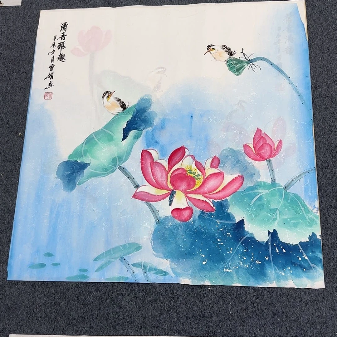 国画林****林尺寸70X70手绘作品