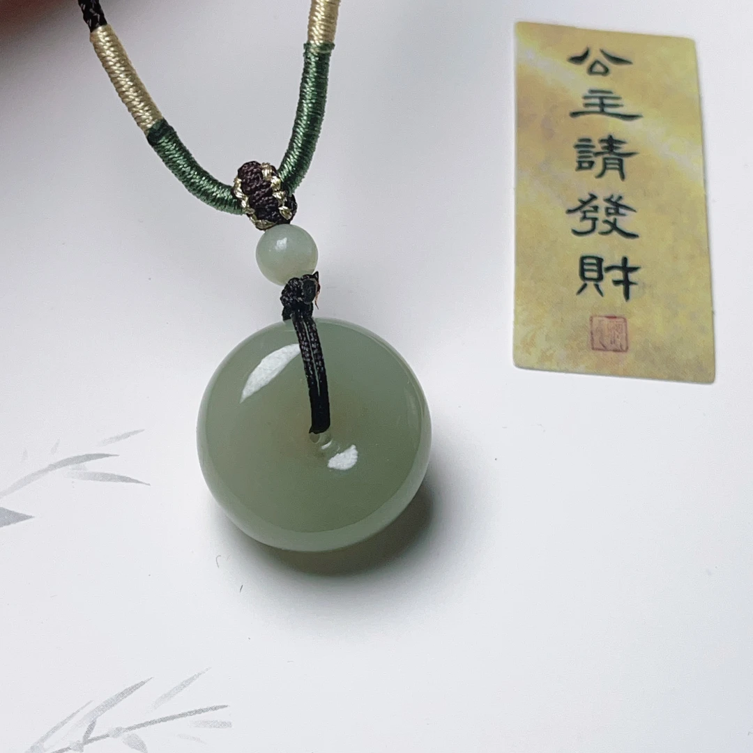 和田玉平安扣胖胖扣温润湖水绿22尺寸厚12微包容