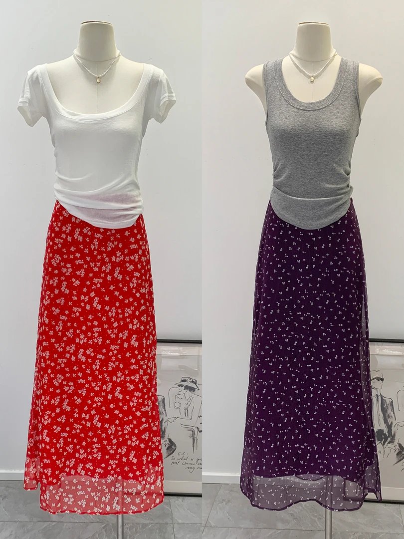 【Q】2025夏季新款时尚百搭显瘦休闲碎花半身裙女Q254264