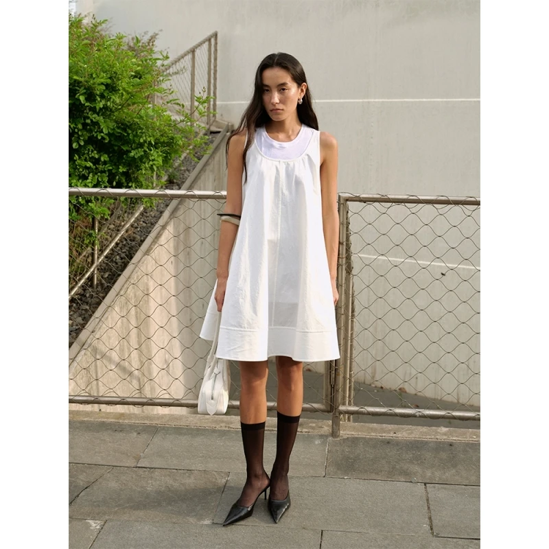 Ayuko｜博主挚爱 獨家砂洗1oo长绒棉 極简蓬松花苞云朵连衣裙0348