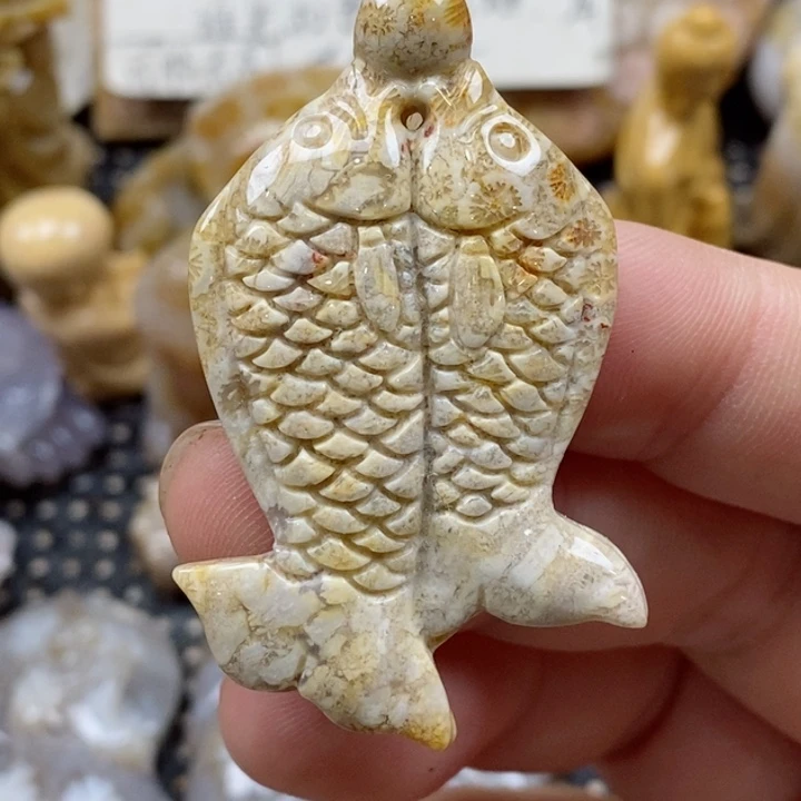 颈饰未镶嵌硅化珊瑚（珊瑚玉）
