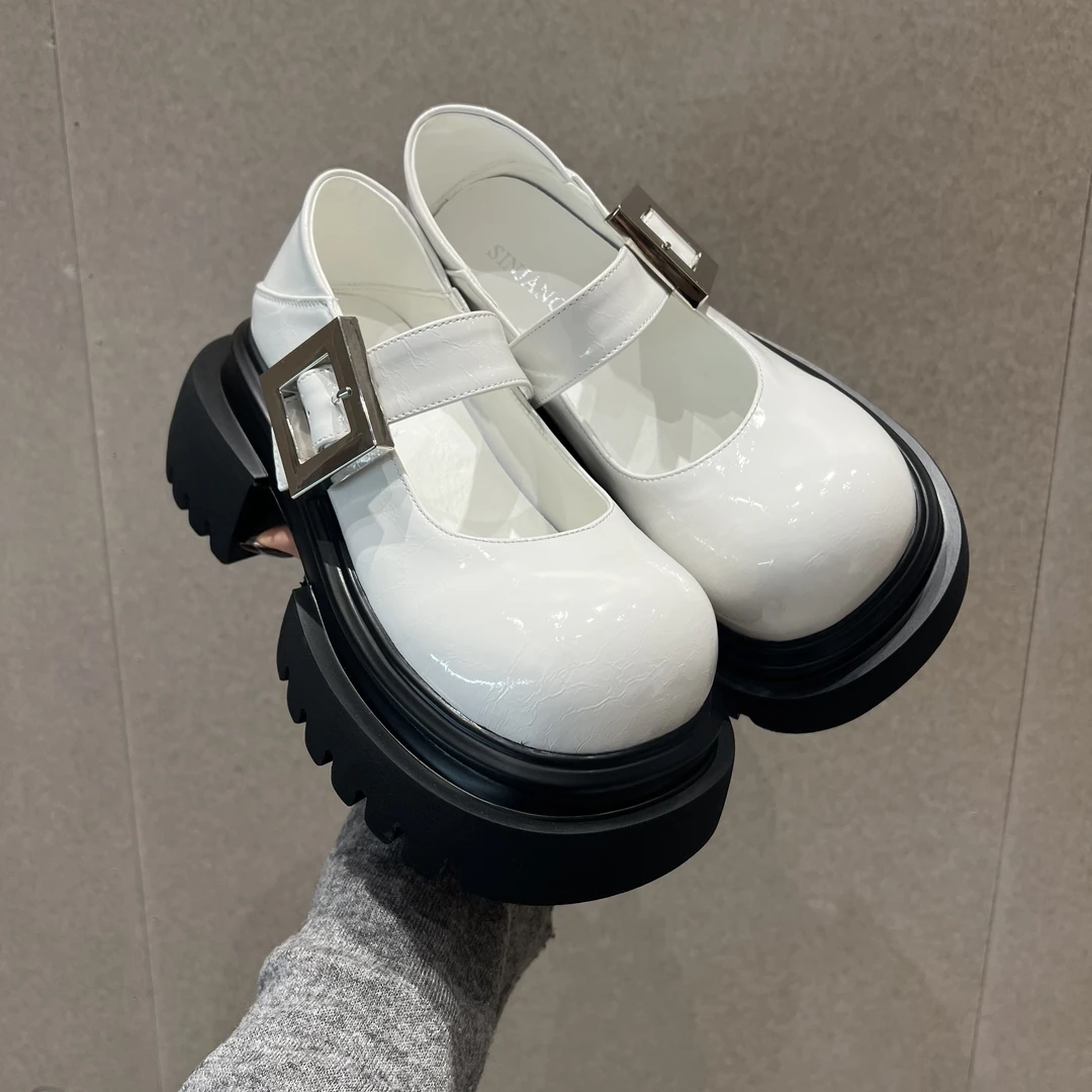 厚底增高真皮小皮鞋女2025夏可爱松糕单鞋日系jk小个子玛丽珍鞋潮