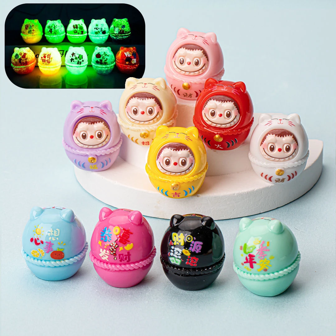 创意可爱招财猫达摩布布DIY树脂摆件