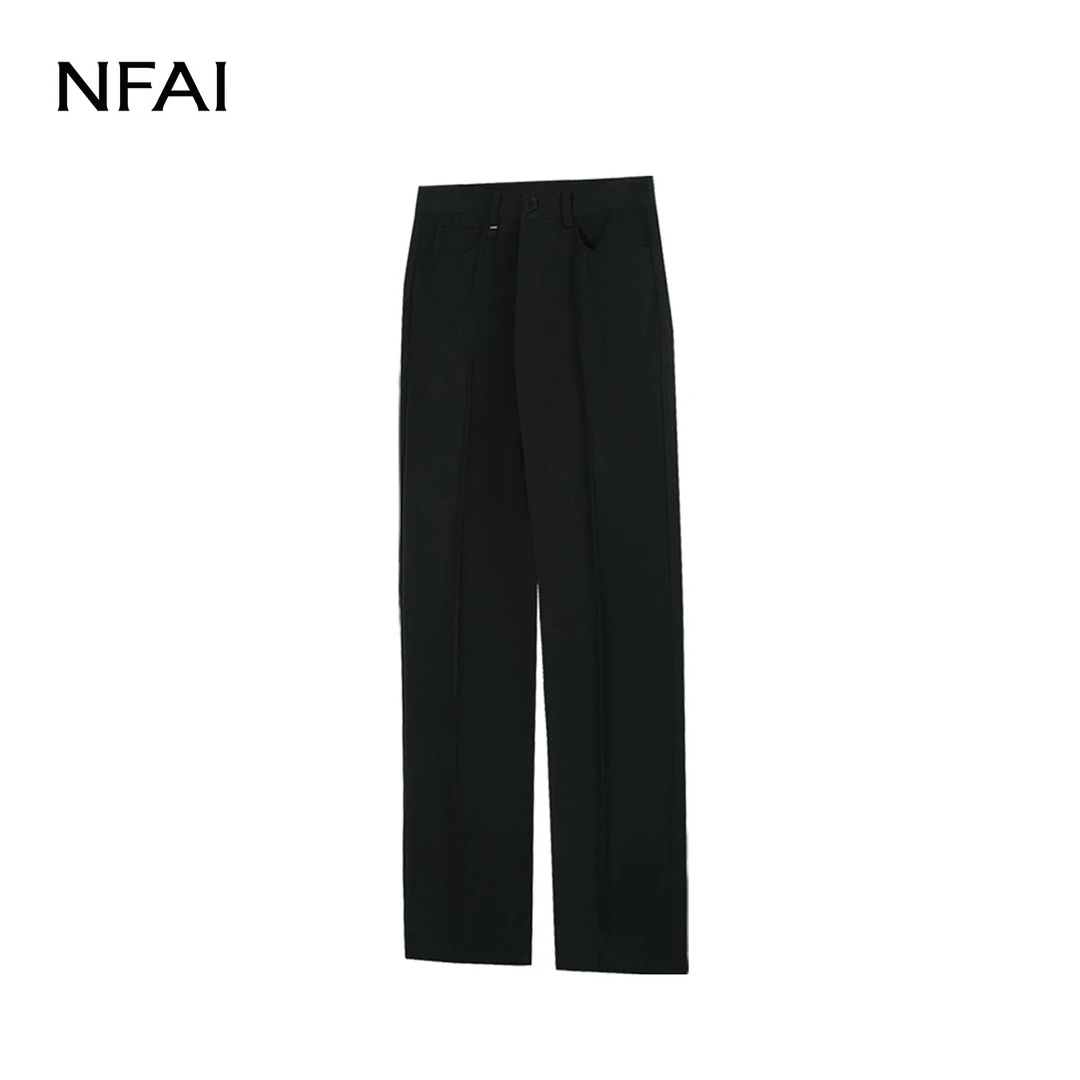 NFAI 直筒线条长西裤 堆积感/修饰腿型/抗皱免烫