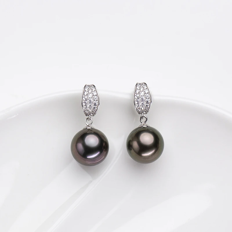 大溪地海水珍珠耳环  18K金 9-10mm 2114H00DY