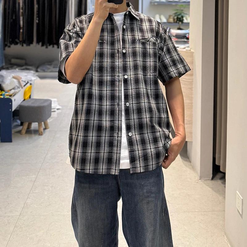 男款外套经典格子衫纯棉透气百搭时尚