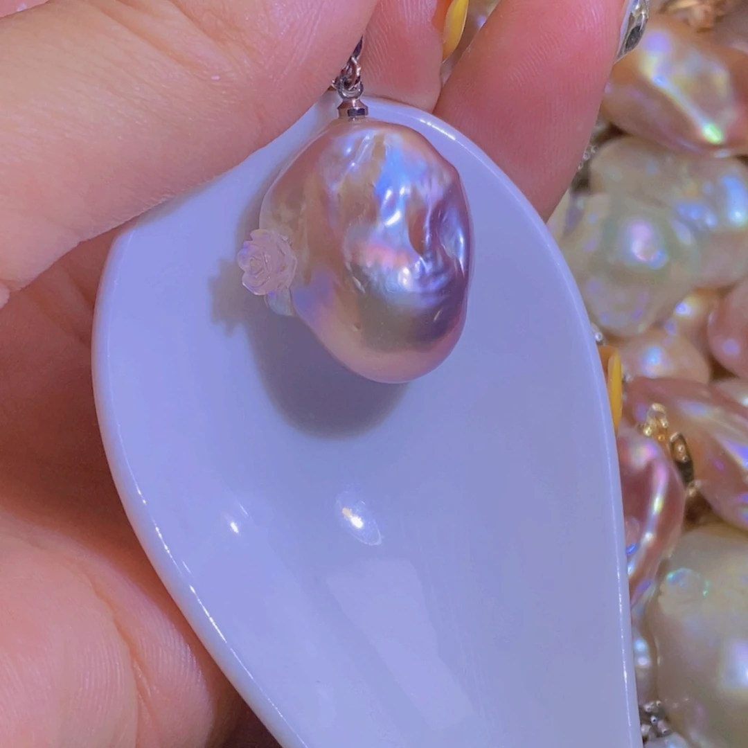 银S925镶嵌淡水珍珠微瑕