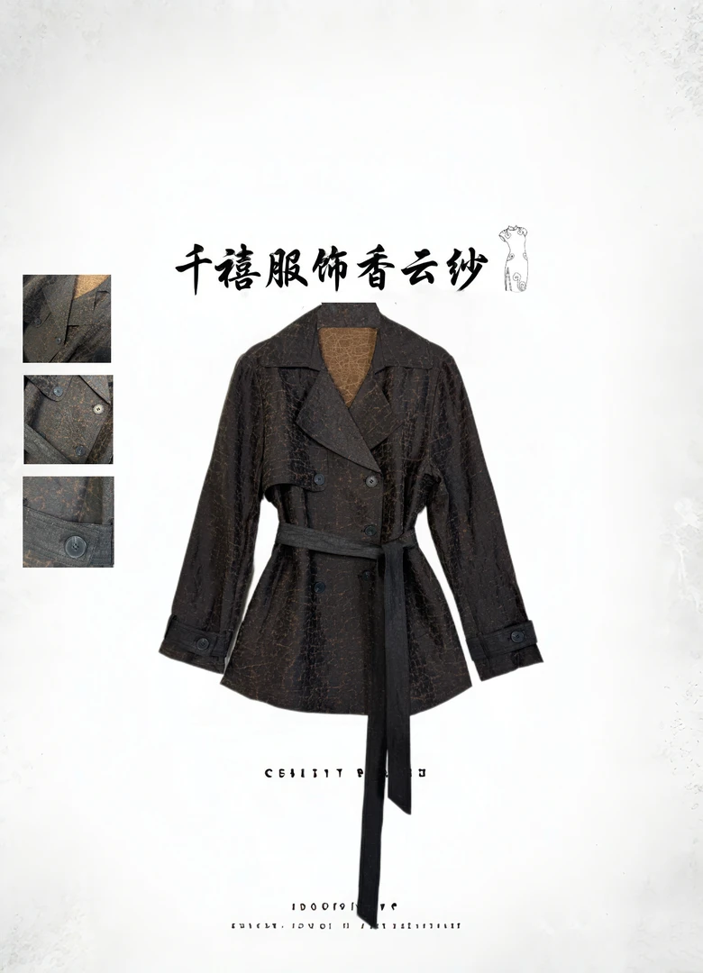 【千禧专属】291香云纱桑蚕丝休闲气质时尚新中式中国风原龟风衣