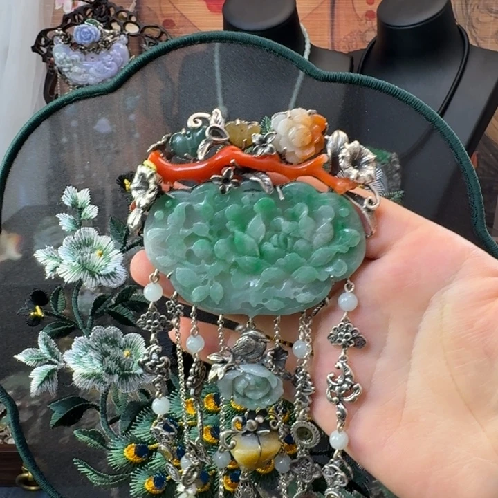 翡翠银S925镶嵌颈饰吊坠