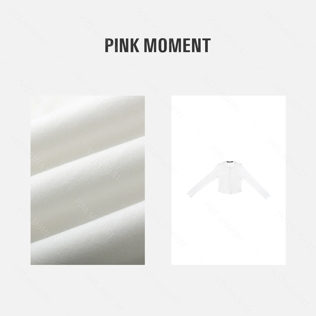 PM王囡囡 白色圆领拉链纯色短款开衫 ND1C1311