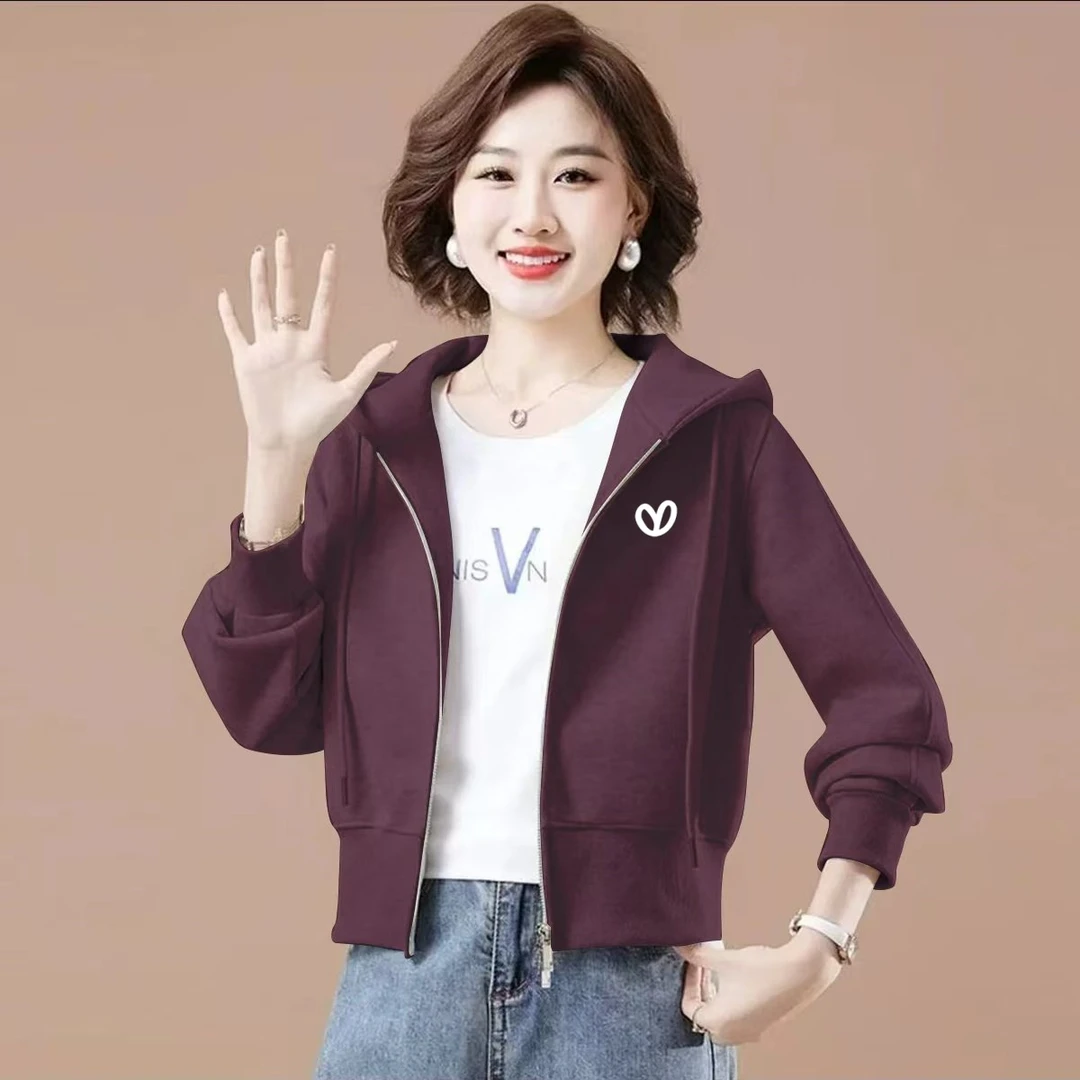 开衫连帽卫衣女士短款外套2025秋冬新款休闲百搭洋气减龄拉链上衣