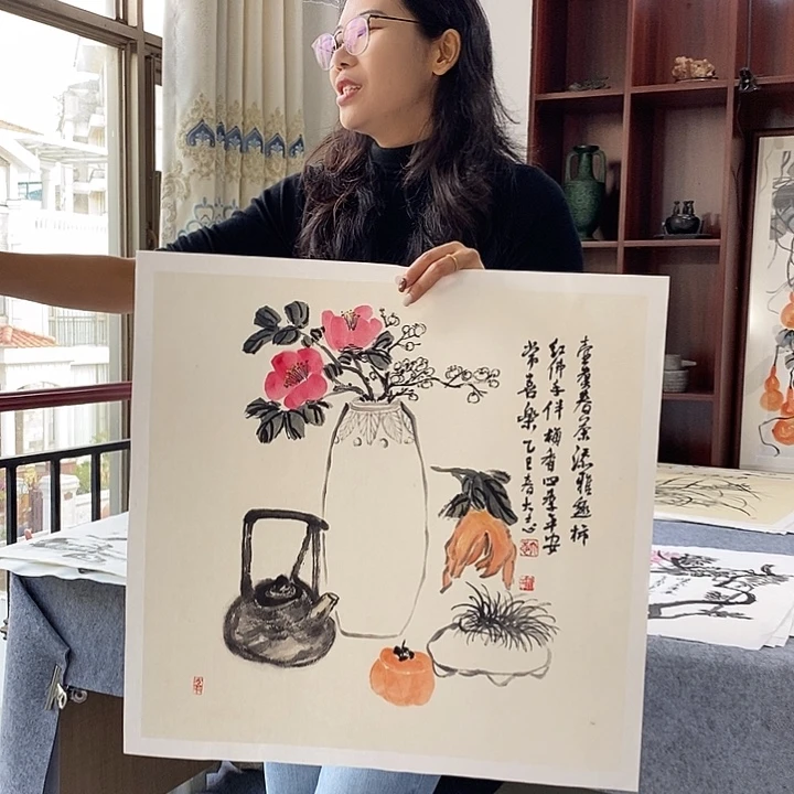 国画纯手绘国画写意作品50*50