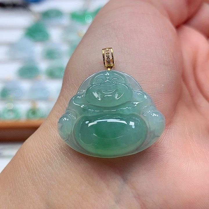 翡翠18K金镶嵌吊坠(赠链)23.5-27.5-5.8