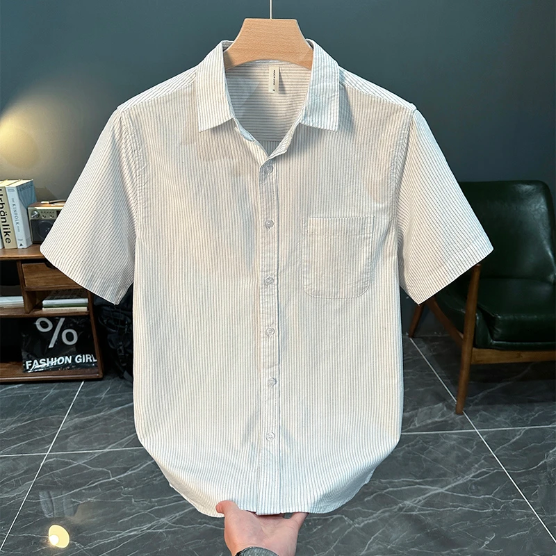 法国Cebrodz夏季潮流日系清新短袖衬衫男时尚文艺休闲宽松衬衣