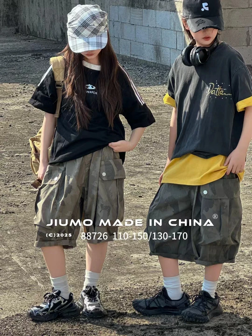 2025夏新款迷彩中大童工装裤88726夏季