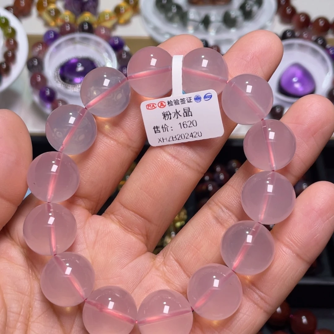 水晶手链未镶嵌粉水晶大颗粒