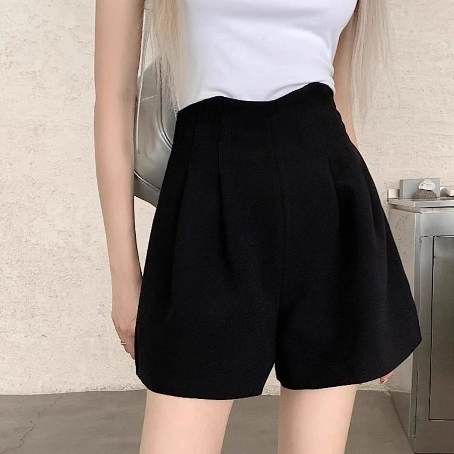 高腰显瘦2024阔腿裤小个子休闲短裤女宽松春季新款西装裤a字胖mm