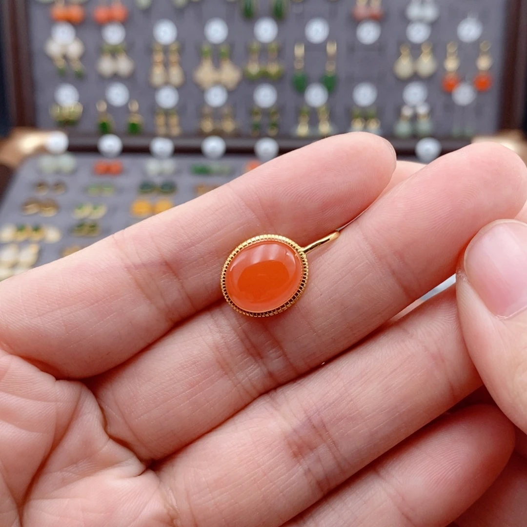 银S925镶嵌和田玉耳饰幸****道