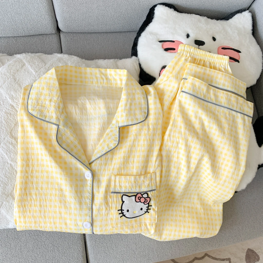 长袖翻领睡衣女春秋季长袖长裤甜美可爱卡通家居服开衫套装3606