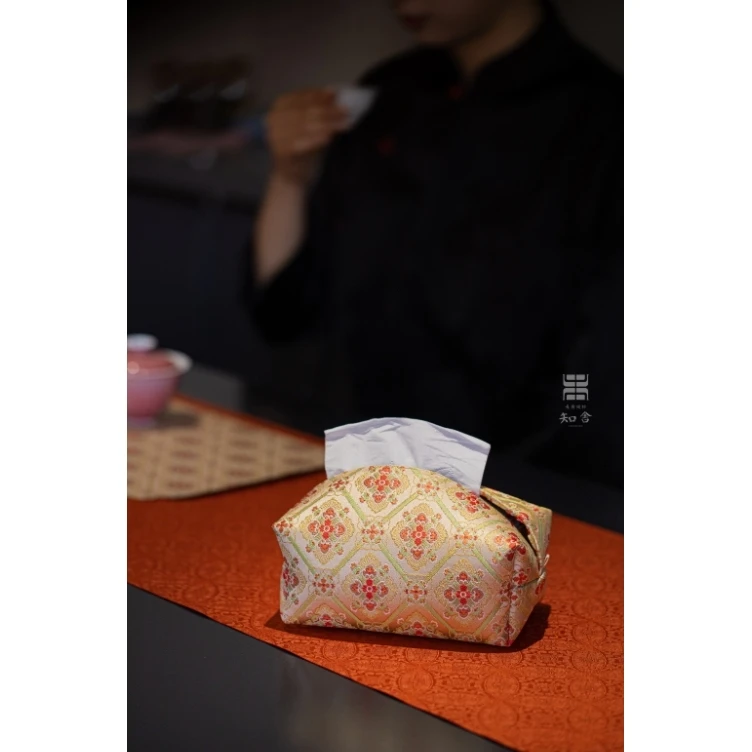 知舍·如意菱纹锦抽纸盒 茶桌客厅车载 原创新中式复古抽纸袋