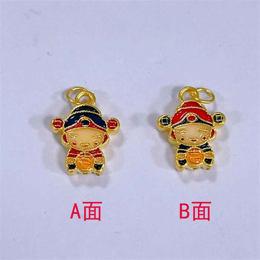 【商城推荐】 足金999无氰小财神配件双面款（赠合金链）HJD671