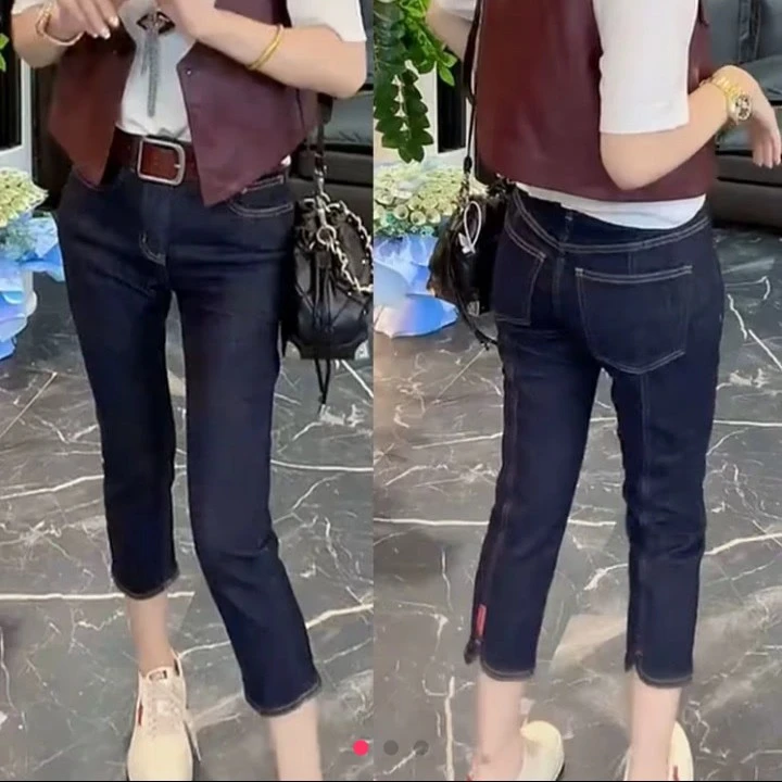 88105普洗蓝8分洋气显瘦小脚裤