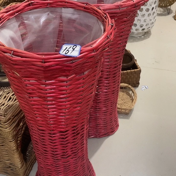 红陶铁艺园艺柳编花插