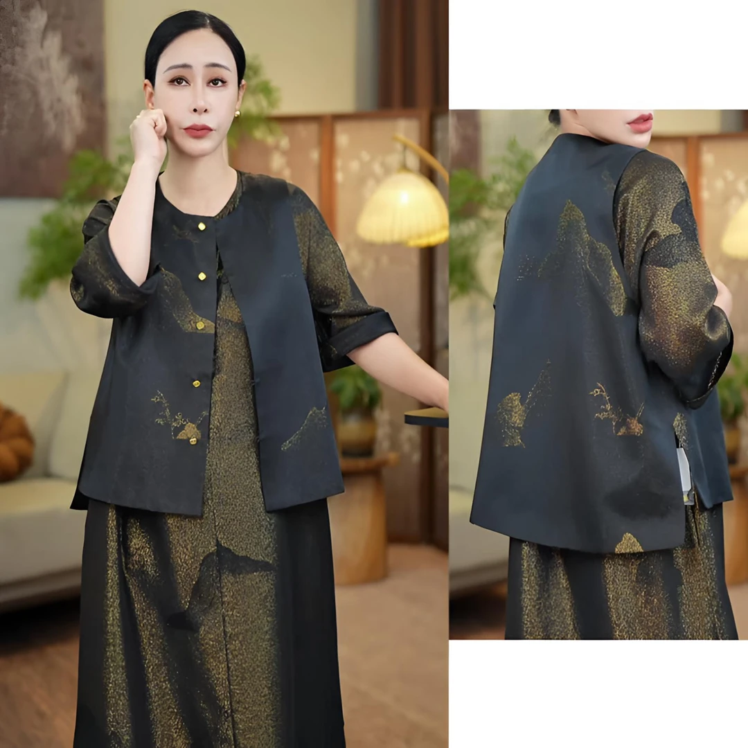 「利琪高订」万里江山国风新中式气质轻奢百搭马甲上衣A6528