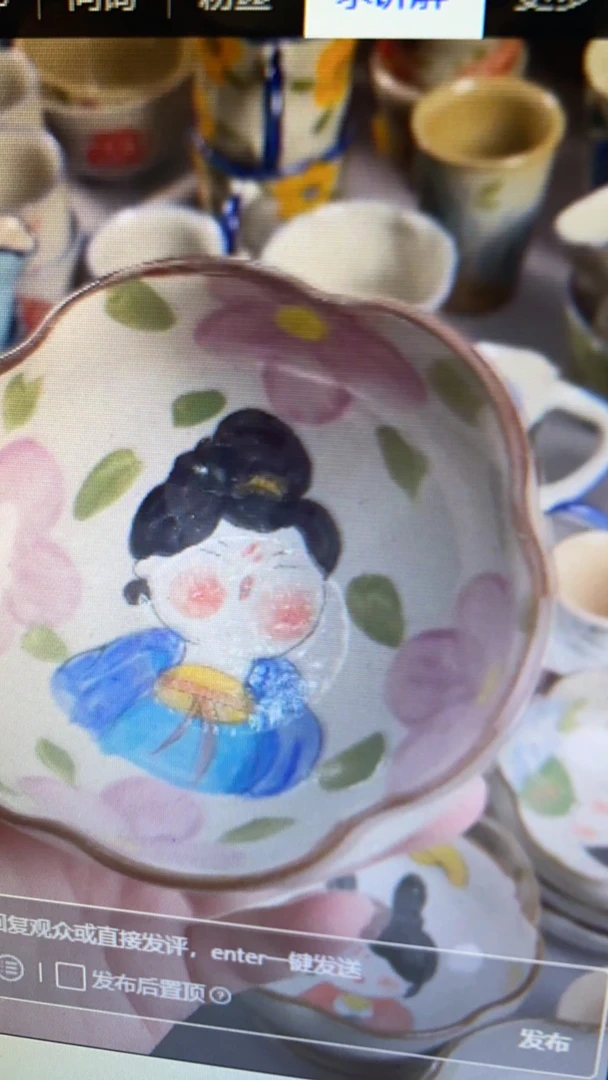 手工手绘高温釉下彩杯子